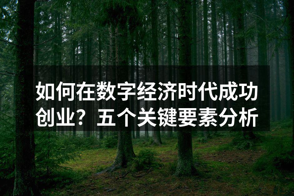 如何在数字经济时代成功创业？五个关键要素分析